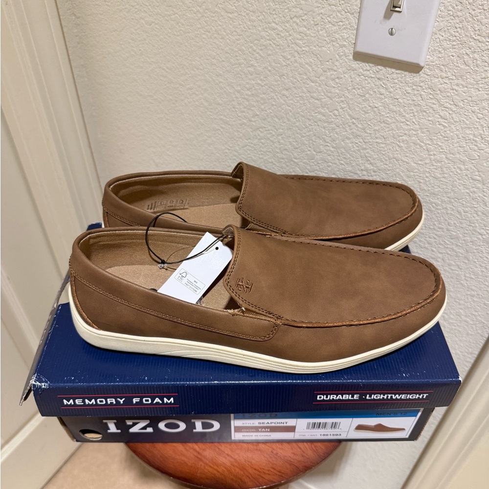 Izod Men's Tan Slip-On Loafers
